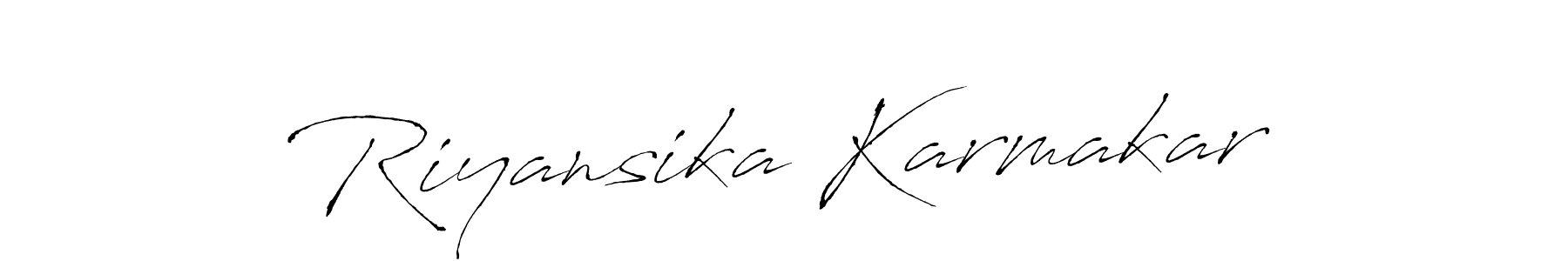 if you are searching for the best signature style for your name Riyansika Karmakar. so please give up your signature search. here we have designed multiple signature styles  using Antro_Vectra. Riyansika Karmakar signature style 6 images and pictures png