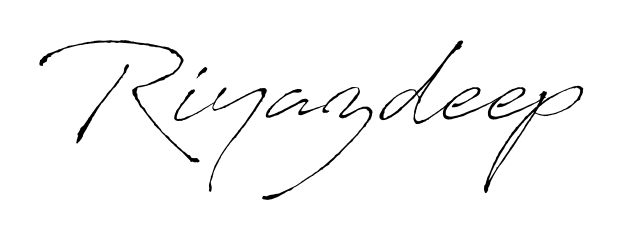The Antro_Vectra handwriting style adds charm and authenticity to name Riyazdeep. A wonderful choice for personal thank-you notes. Riyazdeep signature style 6 images and pictures png