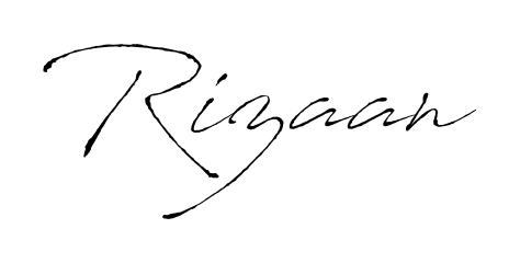 Looking for an artistic signature for Rizaan? The Antro_Vectra calligraphy style gives a sophisticated flow suitable for business cards and emails. Rizaan signature style 6 images and pictures png