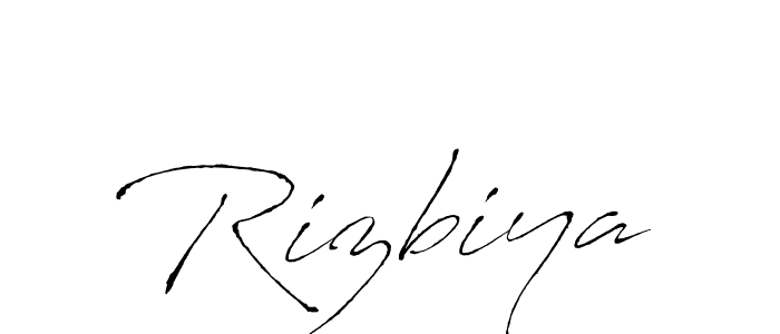 Make a beautiful signature design for name Rizbiya. With this signature (Antro_Vectra) style, you can create a handwritten signature for free. Rizbiya signature style 6 images and pictures png