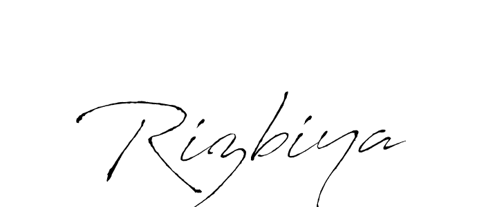 Make a beautiful signature design for name Rizbiya. With this signature (Antro_Vectra) style, you can create a handwritten signature for free. Rizbiya signature style 6 images and pictures png