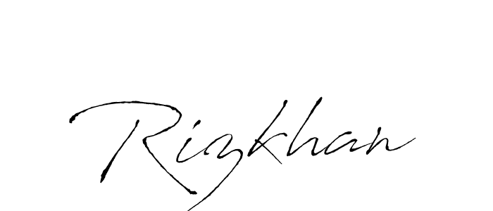 Make a beautiful signature design for name Rizkhan. With this signature (Antro_Vectra) style, you can create a handwritten signature for free. Rizkhan signature style 6 images and pictures png