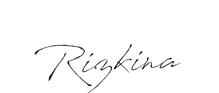 Make a beautiful signature design for name Rizkina. With this signature (Antro_Vectra) style, you can create a handwritten signature for free. Rizkina signature style 6 images and pictures png