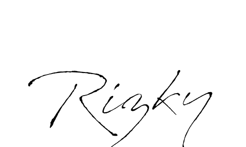 Rizky stylish signature style. Best Handwritten Sign (Antro_Vectra) for my name. Handwritten Signature Collection Ideas for my name Rizky. Rizky signature style 6 images and pictures png