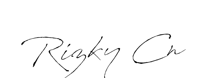 Create a beautiful signature design for name Rizky Cn. With this signature (Antro_Vectra) fonts, you can make a handwritten signature for free. Rizky Cn signature style 6 images and pictures png