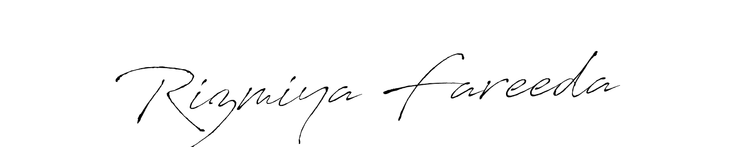 Create a beautiful signature design for name Rizmiya Fareeda. With this signature (Antro_Vectra) fonts, you can make a handwritten signature for free. Rizmiya Fareeda signature style 6 images and pictures png