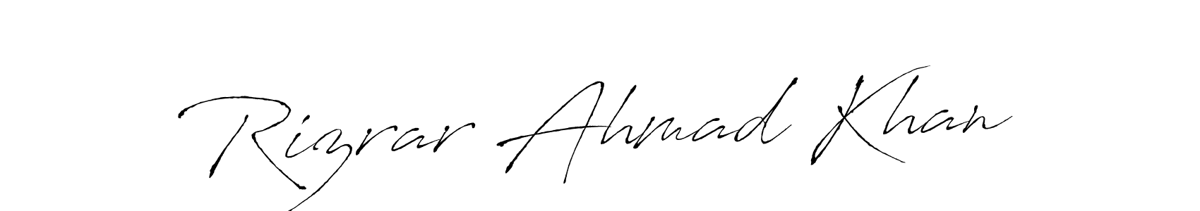 Make a beautiful signature design for name Rizrar Ahmad Khan. With this signature (Antro_Vectra) style, you can create a handwritten signature for free. Rizrar Ahmad Khan signature style 6 images and pictures png