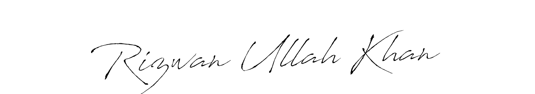 How to make Rizwan Ullah Khan name signature. Use Antro_Vectra style for creating short signs online. This is the latest handwritten sign. Rizwan Ullah Khan signature style 6 images and pictures png