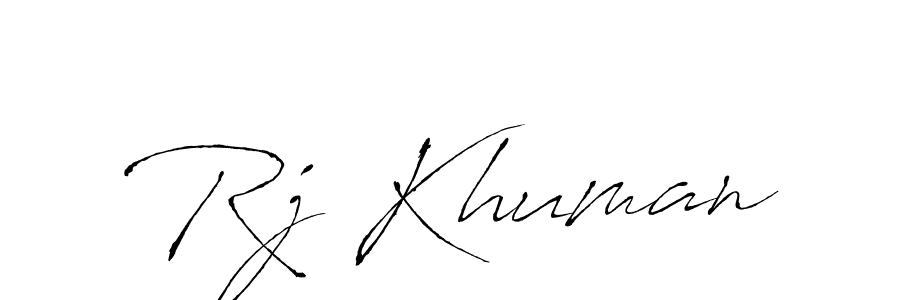 You should practise on your own different ways (Antro_Vectra) to write your name (Rj Khuman) in signature. don't let someone else do it for you. Rj Khuman signature style 6 images and pictures png