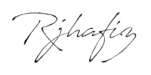 Stand out with a creative autograph for Rjhafiz. The Antro_Vectra styling blends modern aesthetics with classic signature flourishes. Rjhafiz signature style 6 images and pictures png