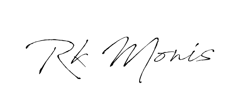 How to make Rk Monis name signature. Use Antro_Vectra style for creating short signs online. This is the latest handwritten sign. Rk Monis signature style 6 images and pictures png