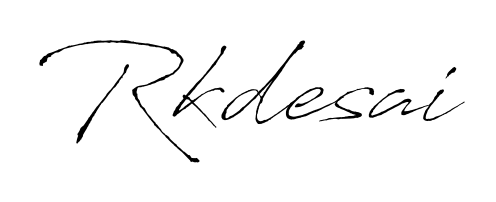 Upgrade your professional image with Rkdesai signature created with Antro_Vectra font. Fast, free, and watermark-free download. Rkdesai signature style 6 images and pictures png