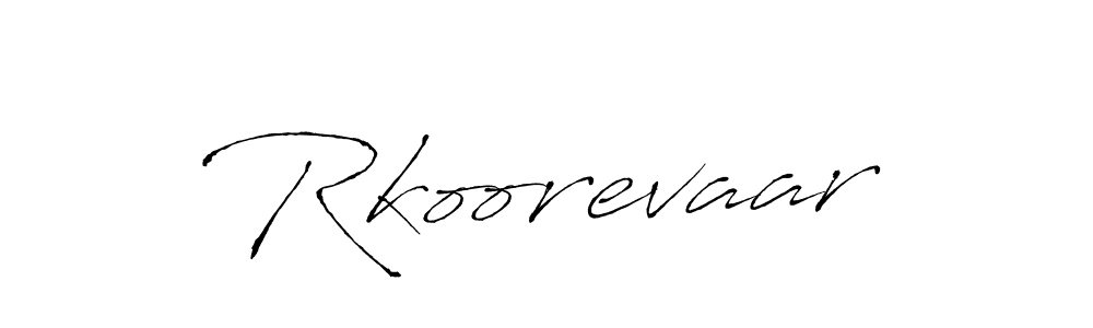 How to make Rkoorevaar name signature. Use Antro_Vectra style for creating short signs online. This is the latest handwritten sign. Rkoorevaar signature style 6 images and pictures png