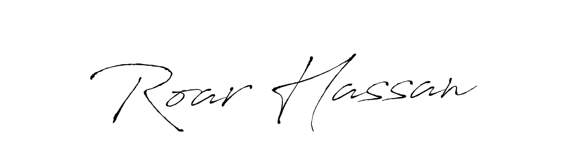 Use a signature maker to create a handwritten signature online. With this signature software, you can design (Antro_Vectra) your own signature for name Roar Hassan. Roar Hassan signature style 6 images and pictures png