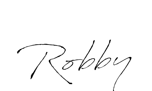 Use a signature maker to create a handwritten signature online. With this signature software, you can design (Antro_Vectra) your own signature for name Robby. Robby signature style 6 images and pictures png