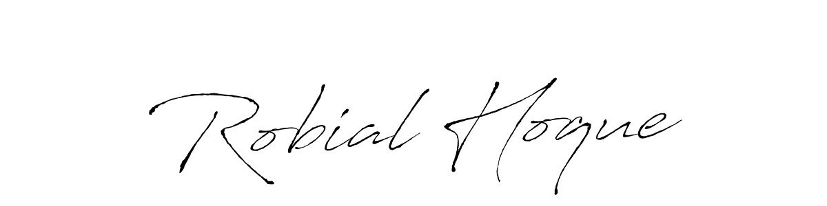 Make a beautiful signature design for name Robial Hoque. With this signature (Antro_Vectra) style, you can create a handwritten signature for free. Robial Hoque signature style 6 images and pictures png