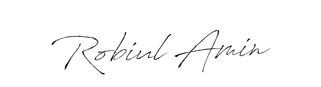 How to make Robiul Amin name signature. Use Antro_Vectra style for creating short signs online. This is the latest handwritten sign. Robiul Amin signature style 6 images and pictures png