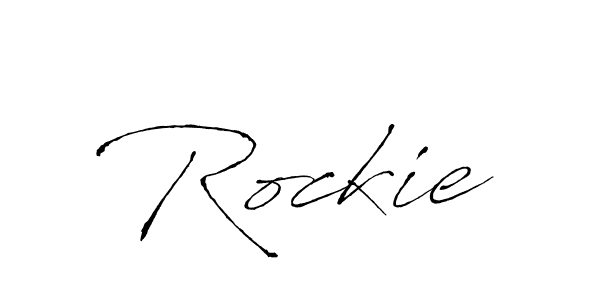 Use a signature maker to create a handwritten signature online. With this signature software, you can design (Antro_Vectra) your own signature for name Rockie. Rockie signature style 6 images and pictures png