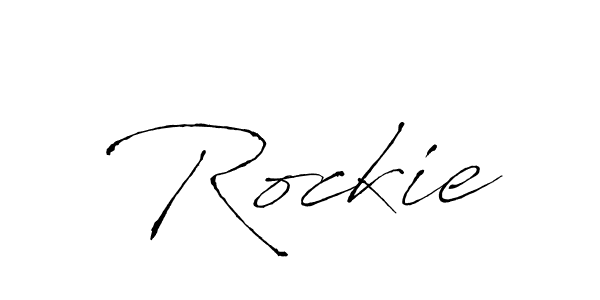 Use a signature maker to create a handwritten signature online. With this signature software, you can design (Antro_Vectra) your own signature for name Rockie. Rockie signature style 6 images and pictures png