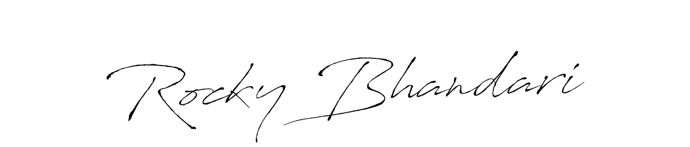 How to make Rocky Bhandari name signature. Use Antro_Vectra style for creating short signs online. This is the latest handwritten sign. Rocky Bhandari signature style 6 images and pictures png