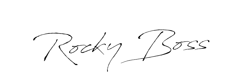 Make a beautiful signature design for name Rocky Boss. With this signature (Antro_Vectra) style, you can create a handwritten signature for free. Rocky Boss signature style 6 images and pictures png