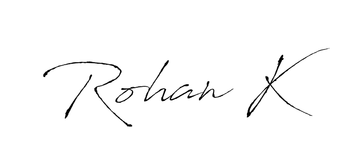 This is the best signature style for the Rohan K name. Also you like these signature font (Antro_Vectra). Mix name signature. Rohan K signature style 6 images and pictures png