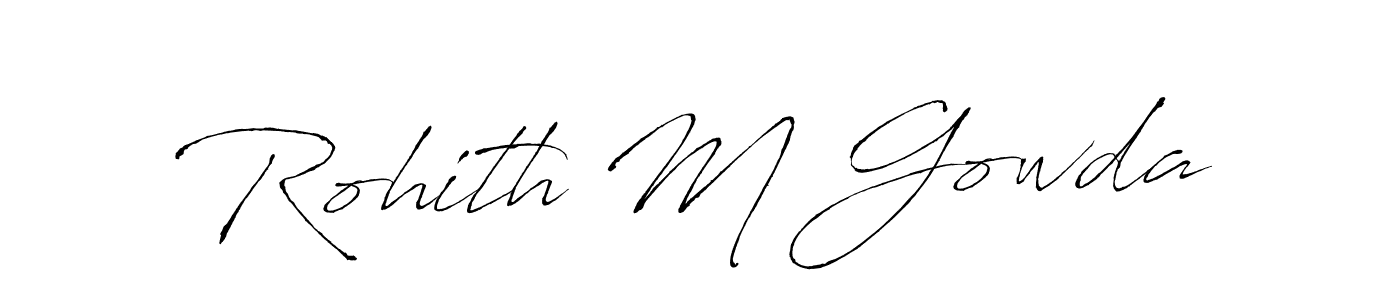 How to make Rohith M Gowda name signature. Use Antro_Vectra style for creating short signs online. This is the latest handwritten sign. Rohith M Gowda signature style 6 images and pictures png