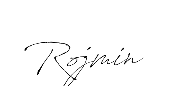 Use a signature maker to create a handwritten signature online. With this signature software, you can design (Antro_Vectra) your own signature for name Rojmin. Rojmin signature style 6 images and pictures png