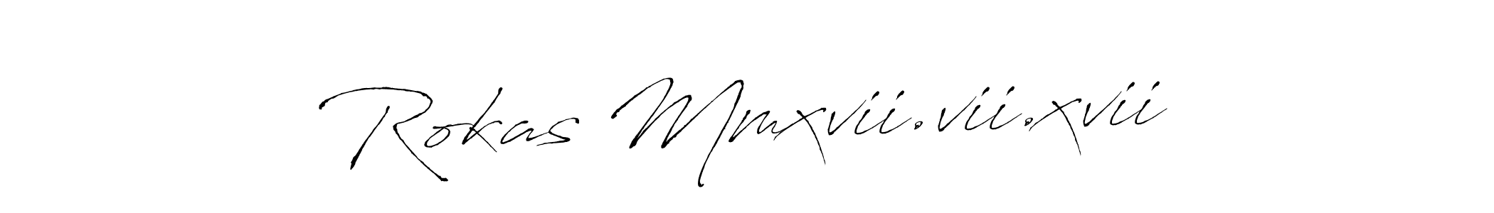 Create a beautiful signature design for name Rokas Mmxvii.vii.xvii. With this signature (Antro_Vectra) fonts, you can make a handwritten signature for free. Rokas Mmxvii.vii.xvii signature style 6 images and pictures png