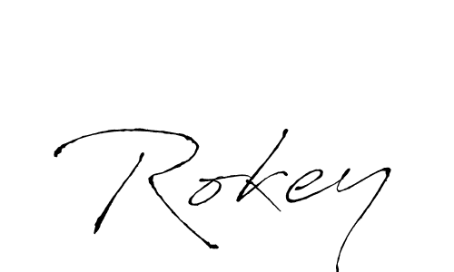 Rokey stylish signature style. Best Handwritten Sign (Antro_Vectra) for my name. Handwritten Signature Collection Ideas for my name Rokey. Rokey signature style 6 images and pictures png