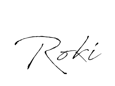 Create a beautiful signature design for name Roki. With this signature (Antro_Vectra) fonts, you can make a handwritten signature for free. Roki signature style 6 images and pictures png