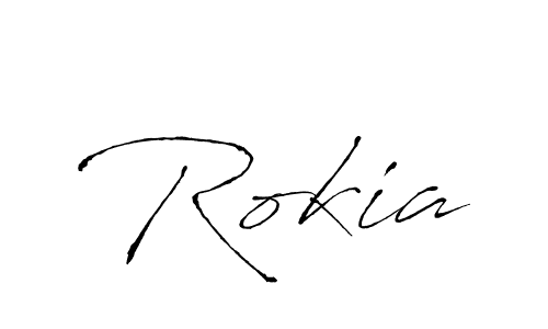 Use a signature maker to create a handwritten signature online. With this signature software, you can design (Antro_Vectra) your own signature for name Rokia. Rokia signature style 6 images and pictures png