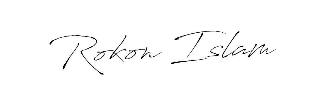 Create a beautiful signature design for name Rokon Islam. With this signature (Antro_Vectra) fonts, you can make a handwritten signature for free. Rokon Islam signature style 6 images and pictures png