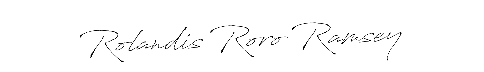 How to make Rolandis Roro Ramsey name signature. Use Antro_Vectra style for creating short signs online. This is the latest handwritten sign. Rolandis Roro Ramsey signature style 6 images and pictures png