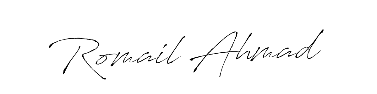 Make a beautiful signature design for name Romail Ahmad. Use this online signature maker to create a handwritten signature for free. Romail Ahmad signature style 6 images and pictures png