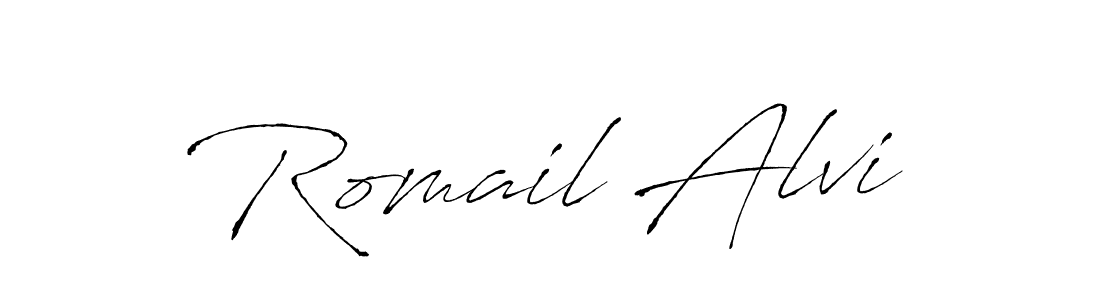 Romail Alvi stylish signature style. Best Handwritten Sign (Antro_Vectra) for my name. Handwritten Signature Collection Ideas for my name Romail Alvi. Romail Alvi signature style 6 images and pictures png