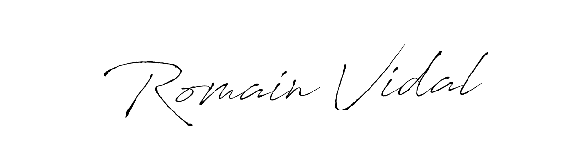 Antro_Vectra is a professional signature style that is perfect for those who want to add a touch of class to their signature. It is also a great choice for those who want to make their signature more unique. Get Romain Vidal name to fancy signature for free. Romain Vidal signature style 6 images and pictures png