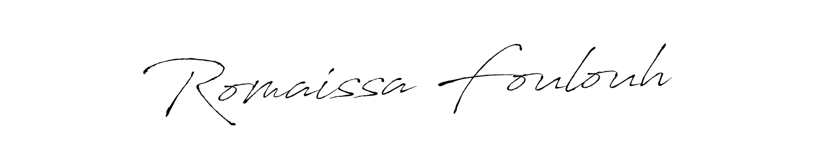 Create a beautiful signature design for name Romaissa Foulouh. With this signature (Antro_Vectra) fonts, you can make a handwritten signature for free. Romaissa Foulouh signature style 6 images and pictures png