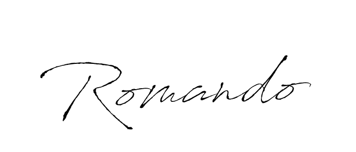 Design your own signature with our free online signature maker. With this signature software, you can create a handwritten (Antro_Vectra) signature for name Romando. Romando signature style 6 images and pictures png