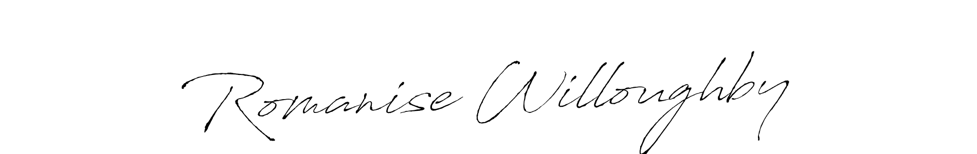 Make a beautiful signature design for name Romanise Willoughby. With this signature (Antro_Vectra) style, you can create a handwritten signature for free. Romanise Willoughby signature style 6 images and pictures png