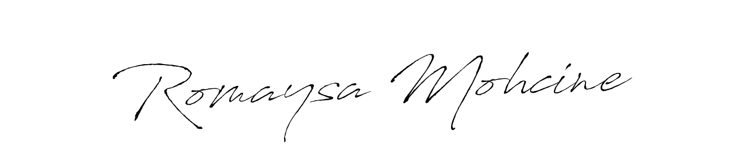 How to make Romaysa Mohcine name signature. Use Antro_Vectra style for creating short signs online. This is the latest handwritten sign. Romaysa Mohcine signature style 6 images and pictures png