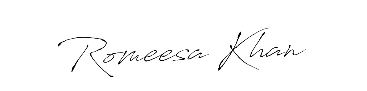 The best way (Antro_Vectra) to make a short signature is to pick only two or three words in your name. The name Romeesa Khan include a total of six letters. For converting this name. Romeesa Khan signature style 6 images and pictures png