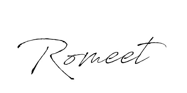 How to make Romeet name signature. Use Antro_Vectra style for creating short signs online. This is the latest handwritten sign. Romeet signature style 6 images and pictures png