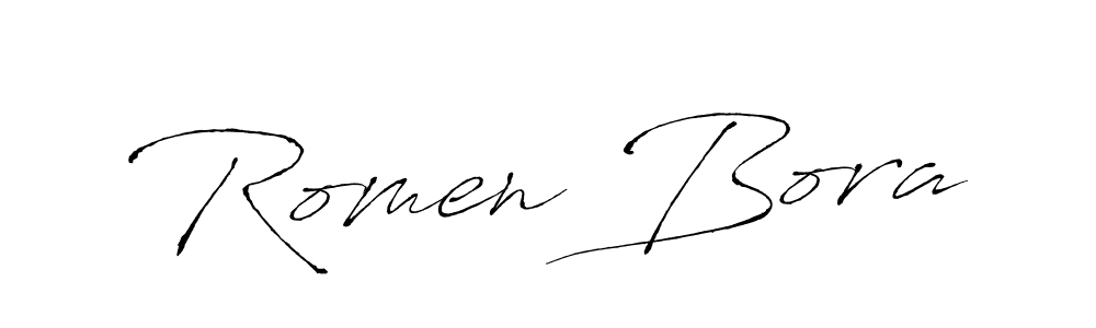 Make a beautiful signature design for name Romen Bora. With this signature (Antro_Vectra) style, you can create a handwritten signature for free. Romen Bora signature style 6 images and pictures png