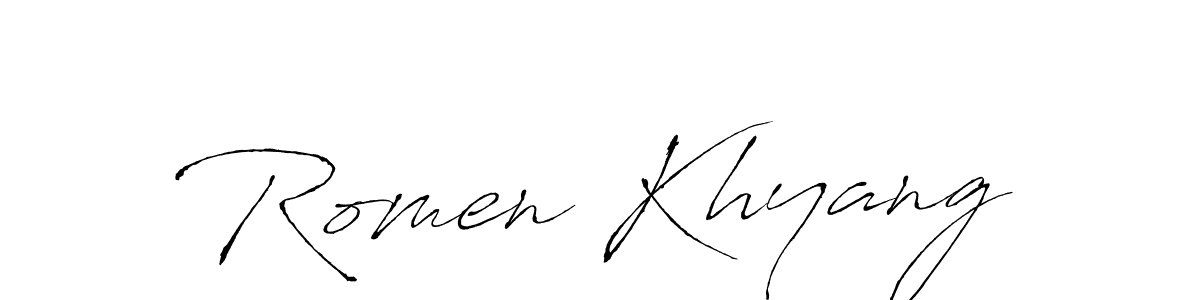 if you are searching for the best signature style for your name Romen Khyang. so please give up your signature search. here we have designed multiple signature styles  using Antro_Vectra. Romen Khyang signature style 6 images and pictures png