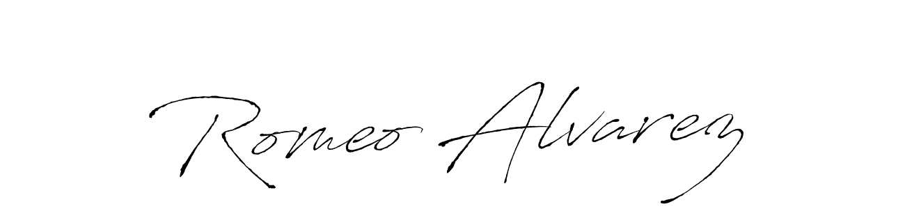 How to make Romeo Alvarez name signature. Use Antro_Vectra style for creating short signs online. This is the latest handwritten sign. Romeo Alvarez signature style 6 images and pictures png