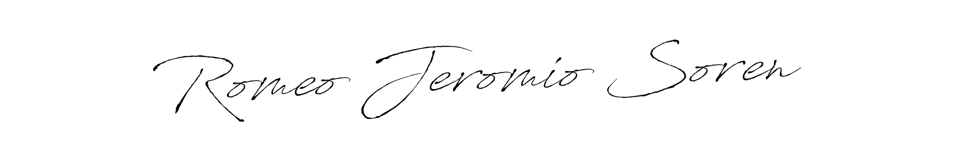 if you are searching for the best signature style for your name Romeo Jeromio Soren. so please give up your signature search. here we have designed multiple signature styles  using Antro_Vectra. Romeo Jeromio Soren signature style 6 images and pictures png