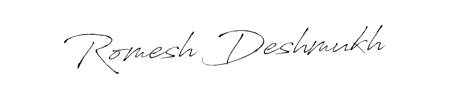 How to make Romesh Deshmukh name signature. Use Antro_Vectra style for creating short signs online. This is the latest handwritten sign. Romesh Deshmukh signature style 6 images and pictures png