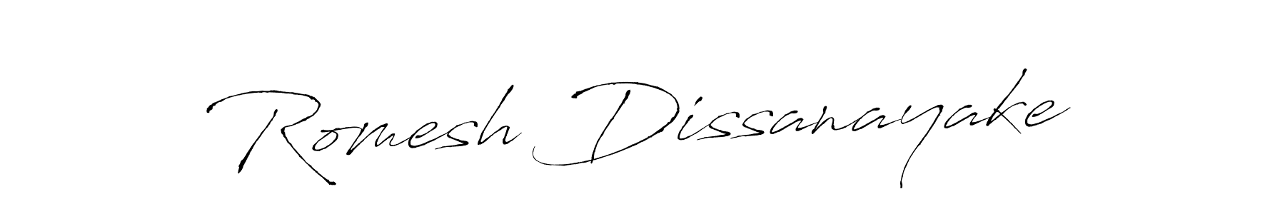 How to make Romesh Dissanayake name signature. Use Antro_Vectra style for creating short signs online. This is the latest handwritten sign. Romesh Dissanayake signature style 6 images and pictures png