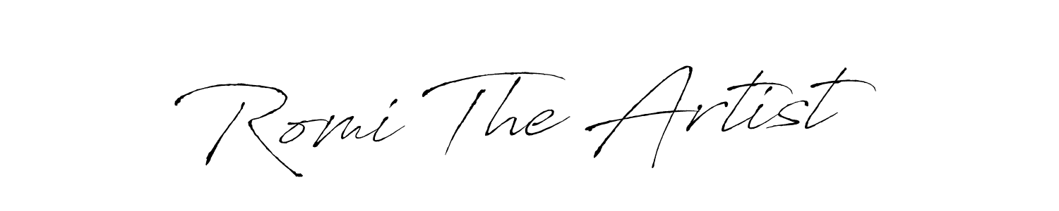 Design your own signature with our free online signature maker. With this signature software, you can create a handwritten (Antro_Vectra) signature for name Romi The Artist. Romi The Artist signature style 6 images and pictures png